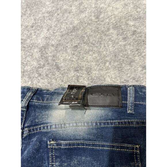 New Level 1 Denim Men's Slim Straight Jeans Sz 40x32 Blue Hip Streetwear Grunge - Picture 8 of 11